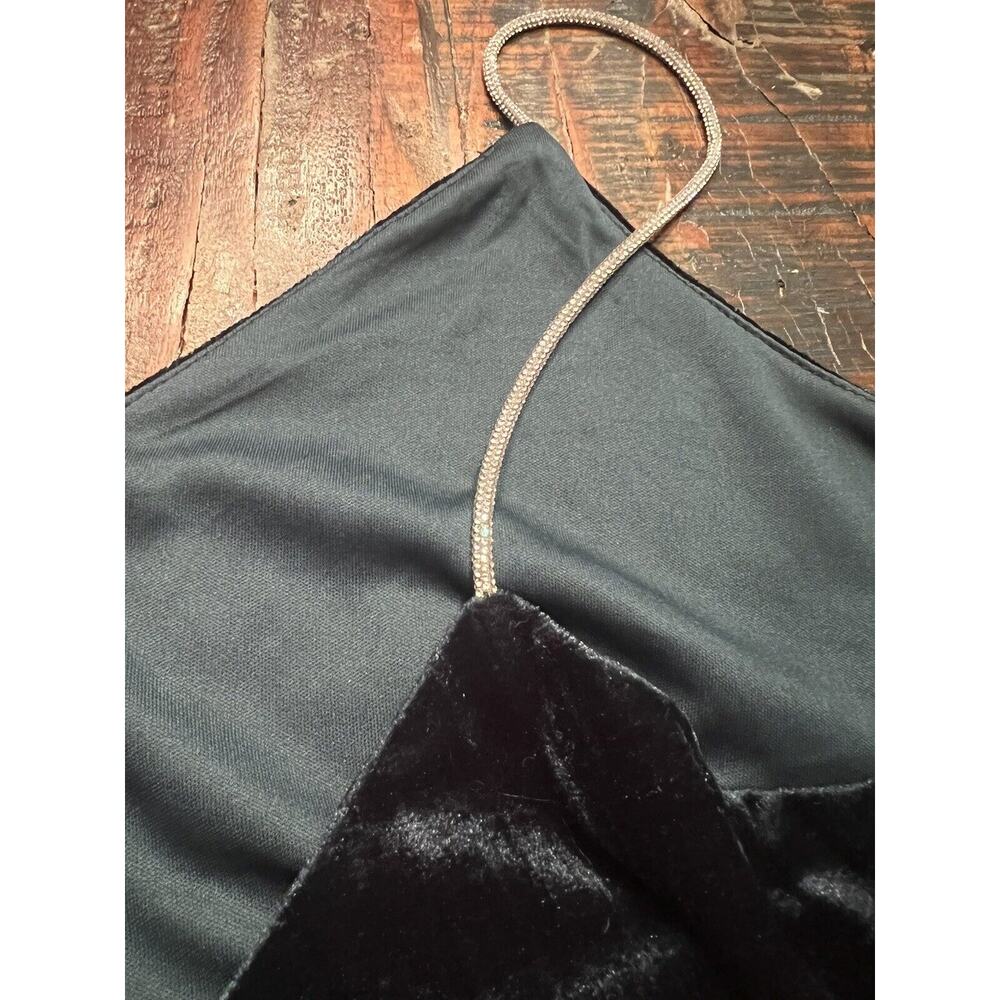 Women’s Rachel Zoe Emerald Velvet Blouse Crystal Embellished Straps Size Large - Picture 9 of 14